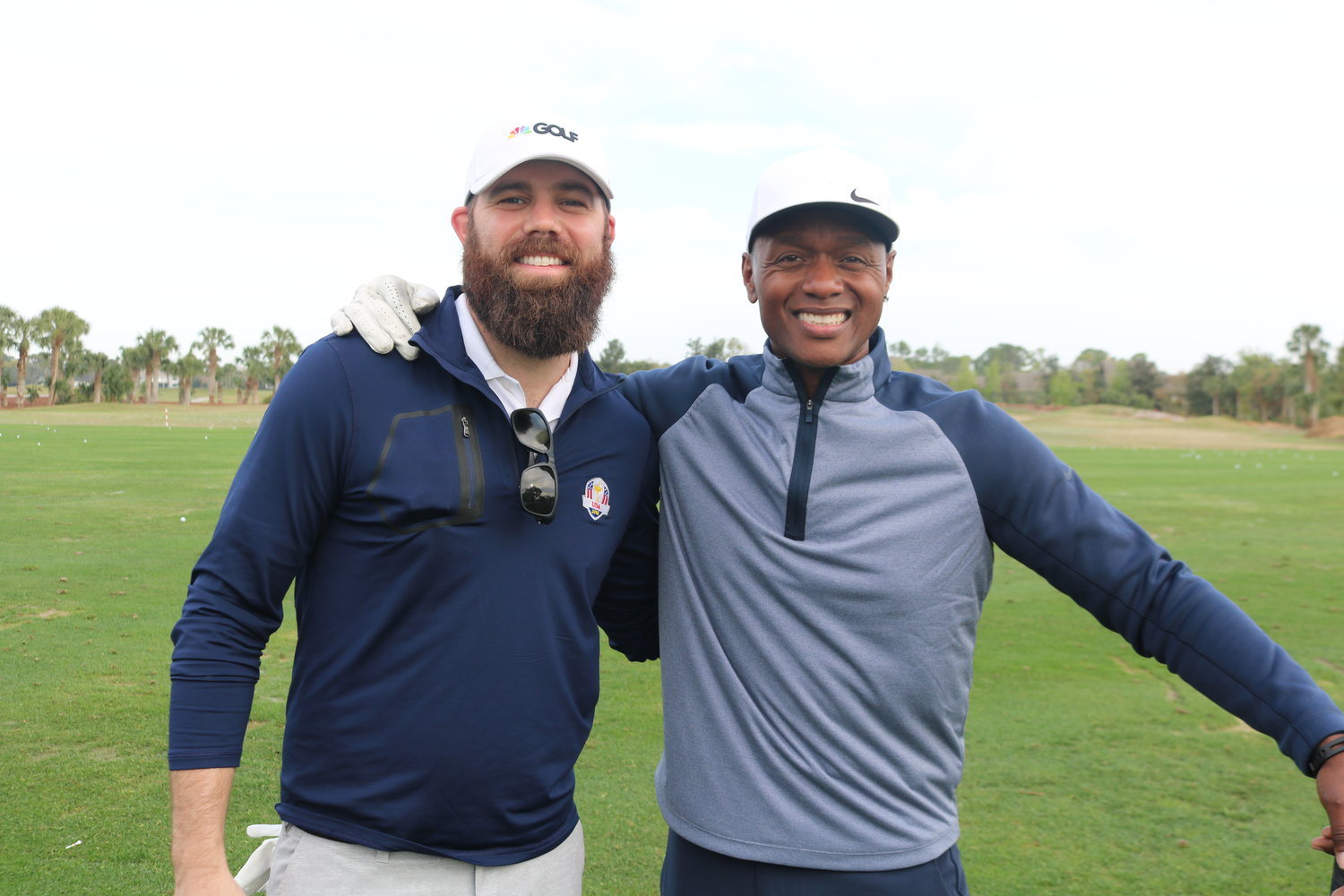 Jordan Davis and Javier Colon at the golf tournament at Sawgrass Country Club